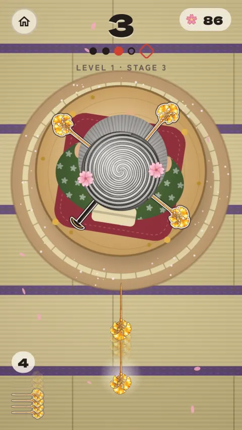 Throwing kanzashi into a spinning bun